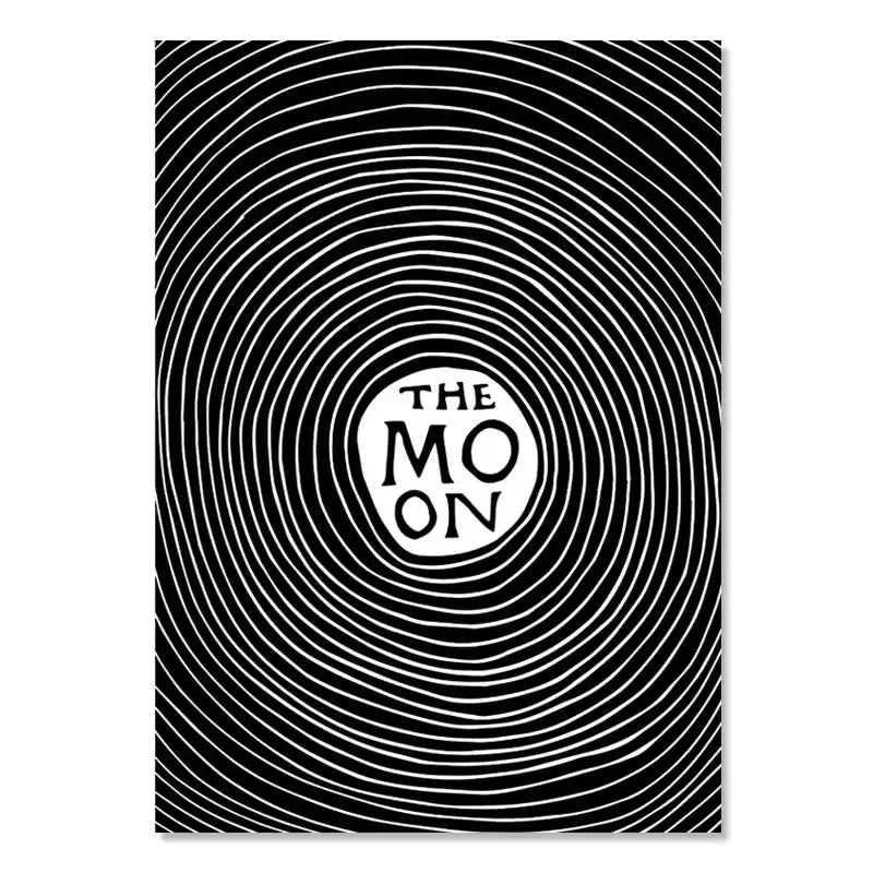 Black and white poster with concentric circles and 'The MO' text