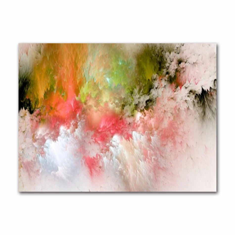 Abstract art piece with vibrant colors on a white background
