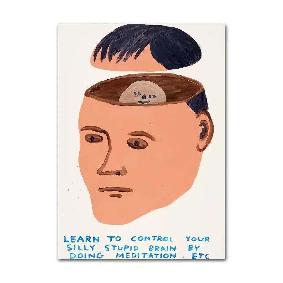 Illustration of a person with a sloth in their brain, with text on a white background