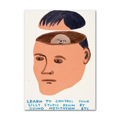 Illustration of a person with a sloth in their brain, with text on a white background