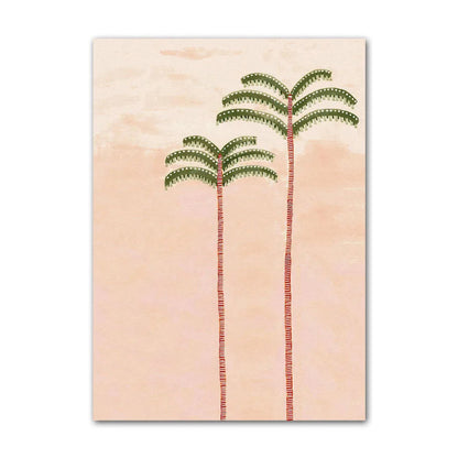 Art print with two palm trees on a beige background