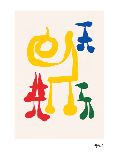 Colorful abstract design with musical notes on a beige background