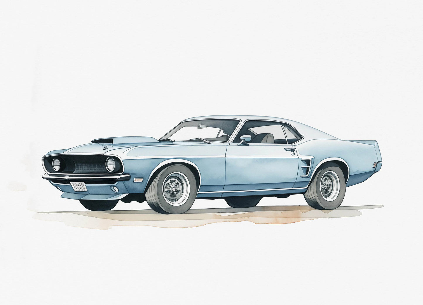 Illustration of a classic muscle car on a white background
