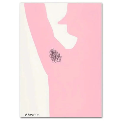 Illustration of a pink armpit with hair on a white background