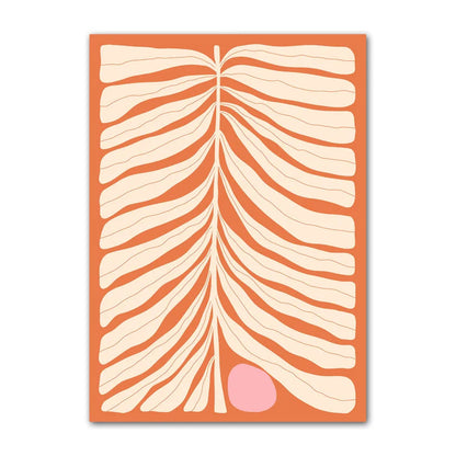 Decorative rug with a leaf pattern on an orange background
