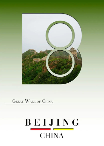 Promotional poster for Beijing, China featuring the Great Wall of China.