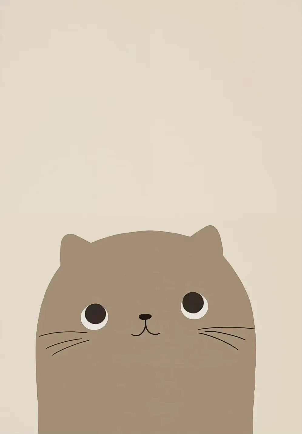 Simple illustration of a cat's face on a beige background