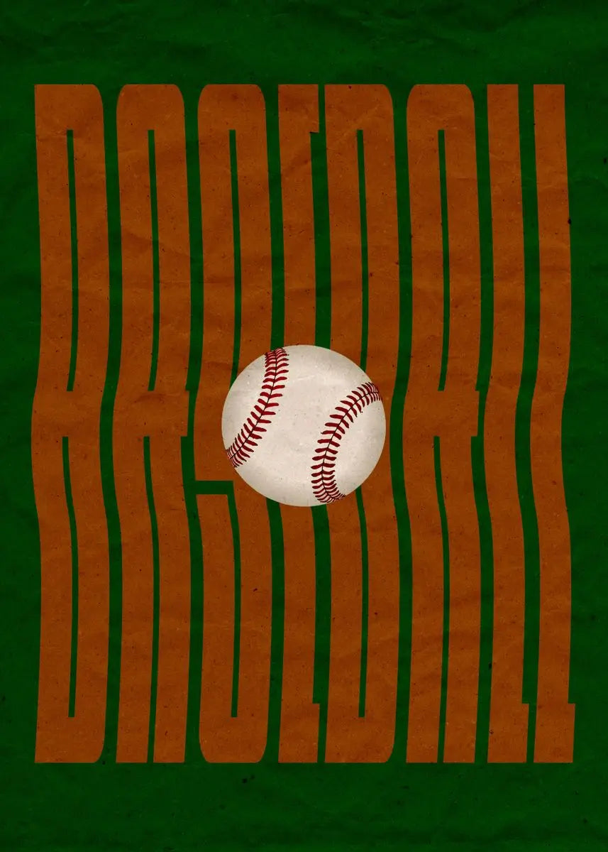 Baseball with 'Baseball' text on a green background
