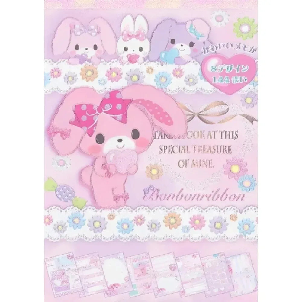 Decorative book cover with cartoon characters and floral elements on a pink background