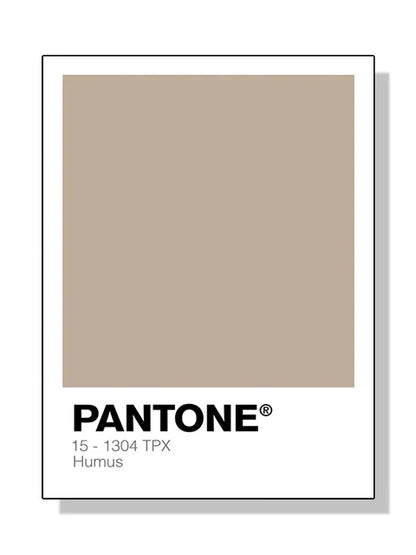 Pantone color swatch for Humus with a beige color swatch and 'Pantone' branding.