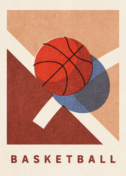 Geometric design with a basketball on a beige background