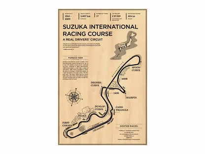 Map of Suzuka International Racing Course on a beige background
