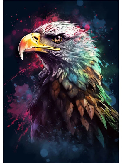 Colorful eagle illustration on a dark background