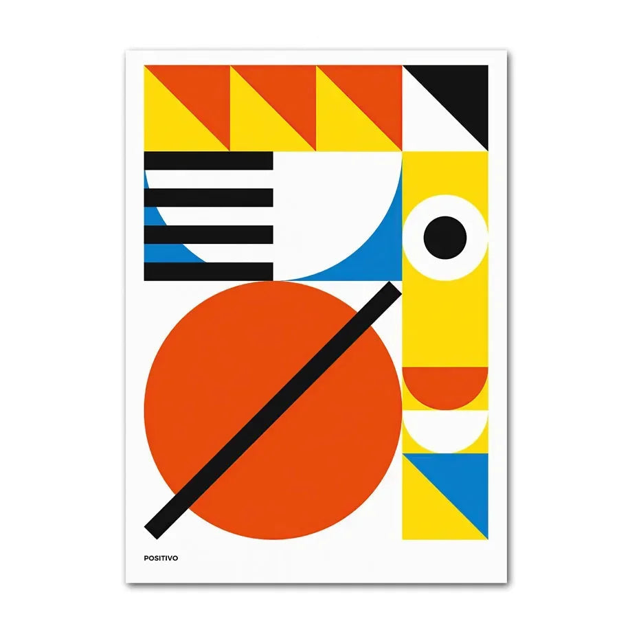 Geometric abstract design with colorful shapes on a white background