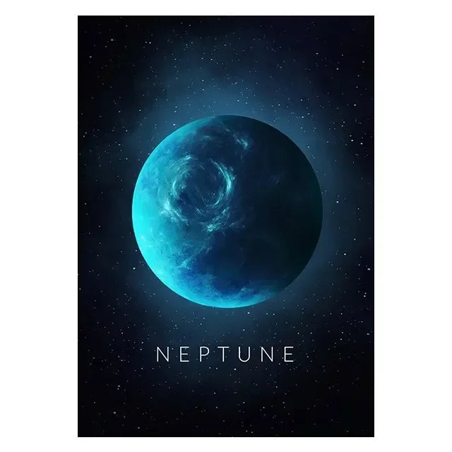 Illustration of Neptune against a starry space background