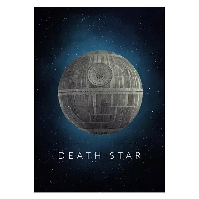 Illustration of the Death Star against a starry space background
