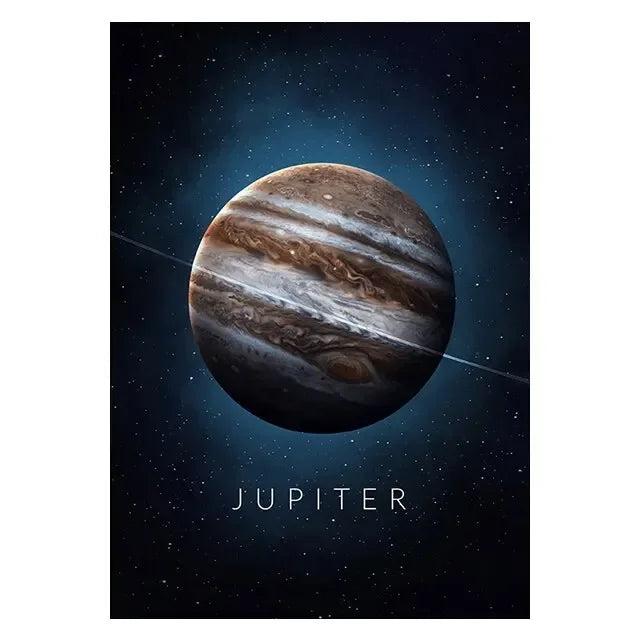 Illustration of Jupiter against a starry space background