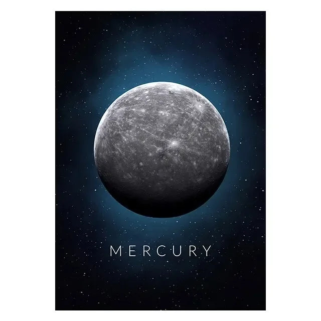 Illustration of Mercury with a starry space background