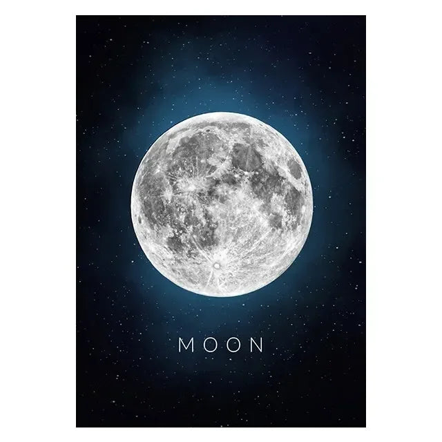 Illustration of the moon with a starry background