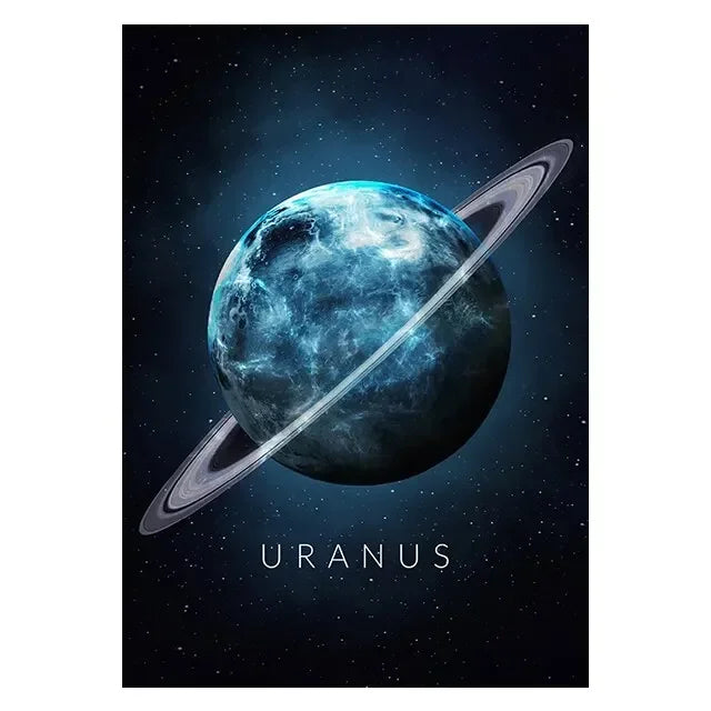 Illustration of Uranus with a starry space background