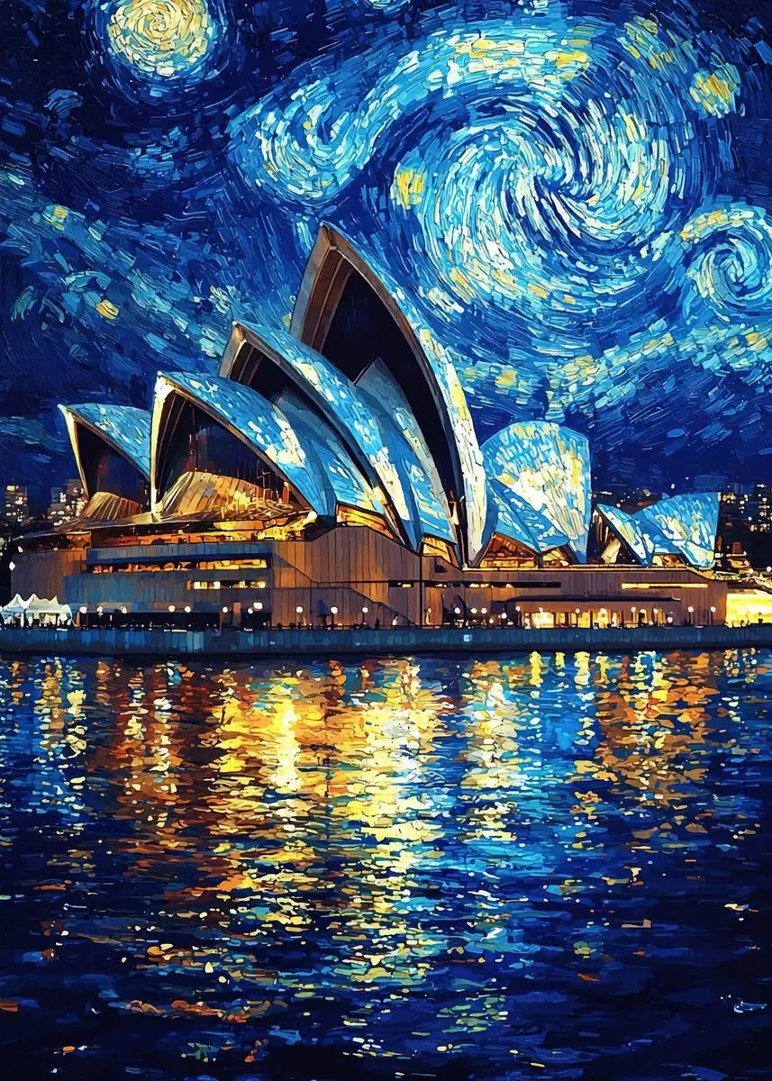 Sydney Opera House with a Starry Night inspired sky