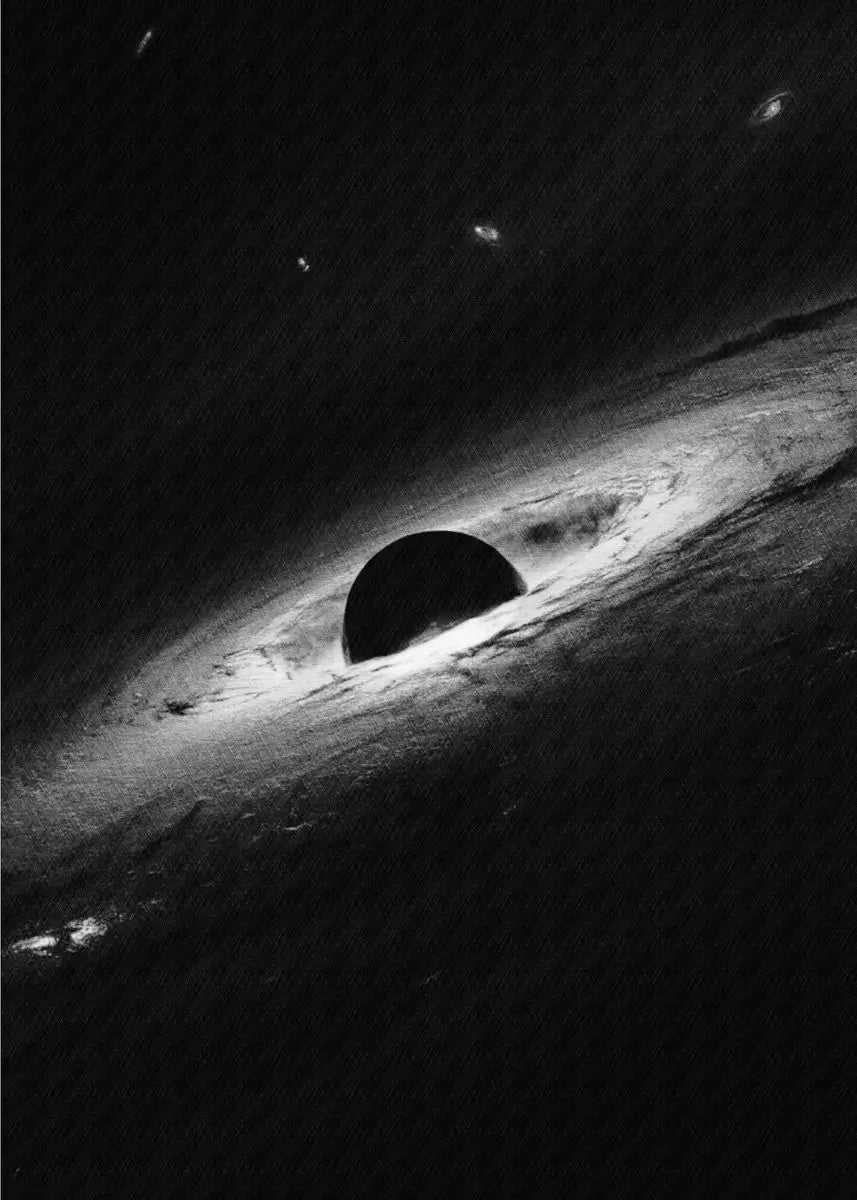 Black hole silhouette against a starry background