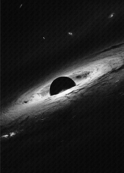 Black hole silhouette against a starry background