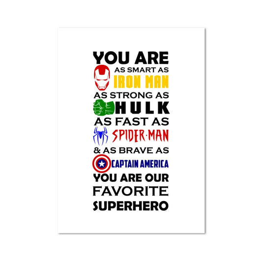Motivational quote with superhero icons on a white background Canvas & Curio