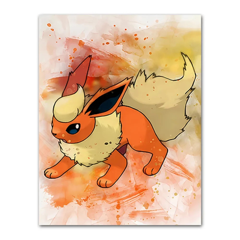 Illustration of a cartoon character on a colorful abstract background