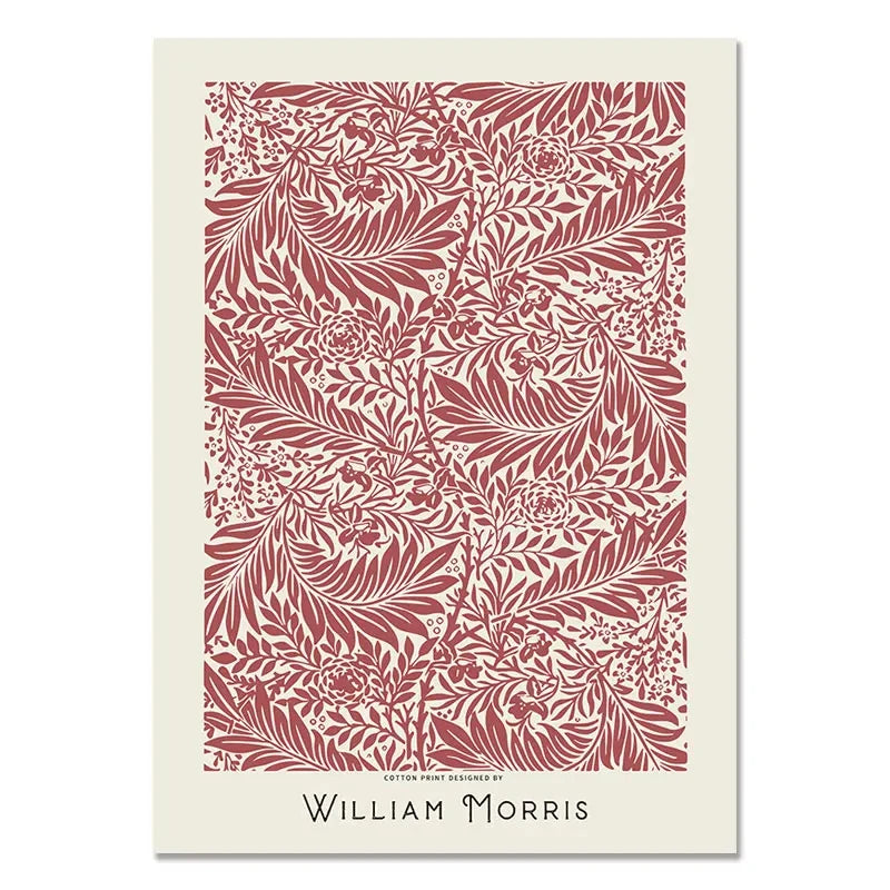 Floral patterned print by William Morris on a white background