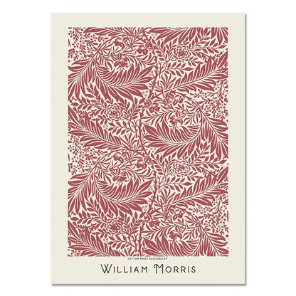 Floral patterned print by William Morris on a white background