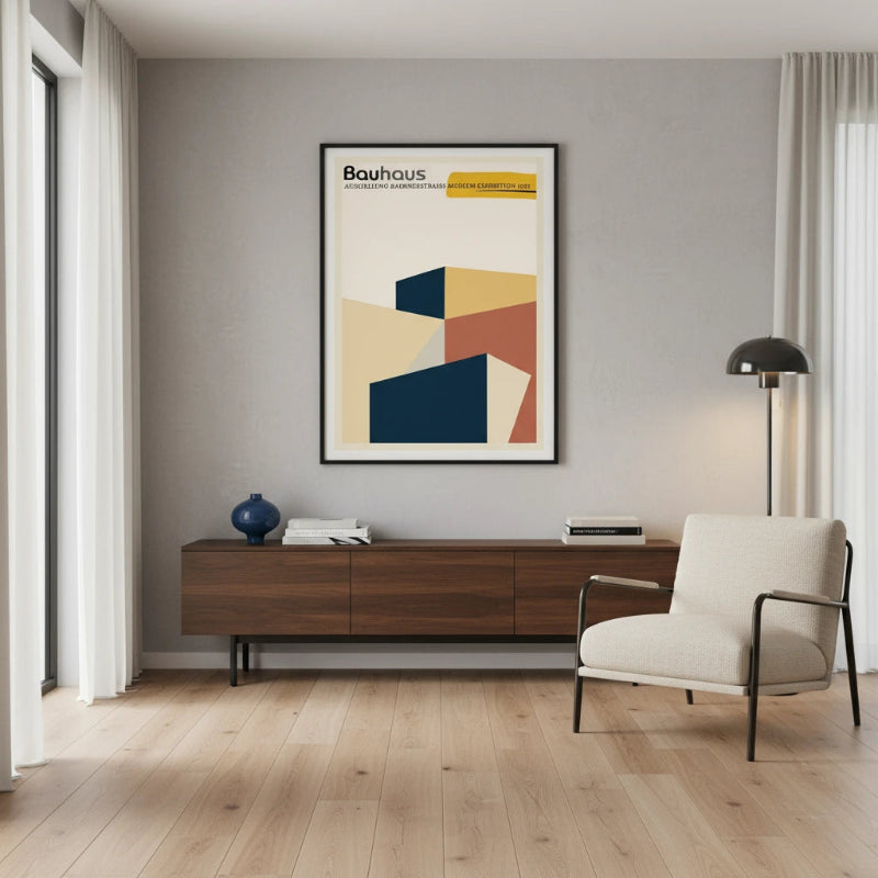 geometry artwork in framed room setting