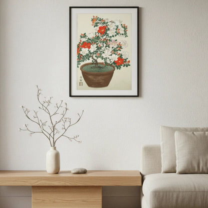 a framed image of a canvas inside a room