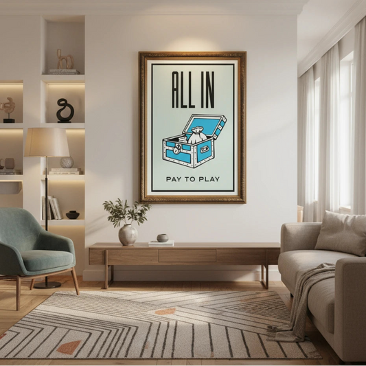 Modern living room with a framed poster on the wall Canvas & Curio