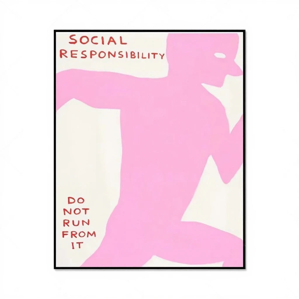 Silhouette of a person with 'Social Responsibility Do Not Run From It' text on a white background