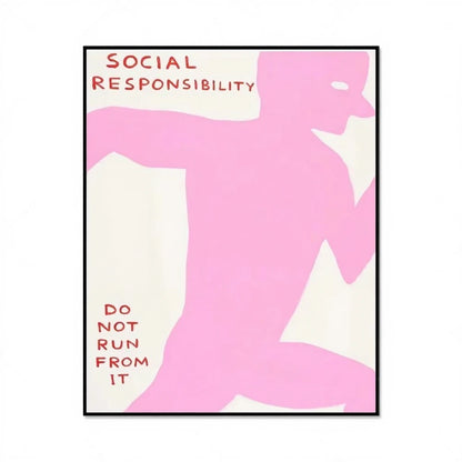 Silhouette of a person with 'Social Responsibility Do Not Run From It' text on a white background