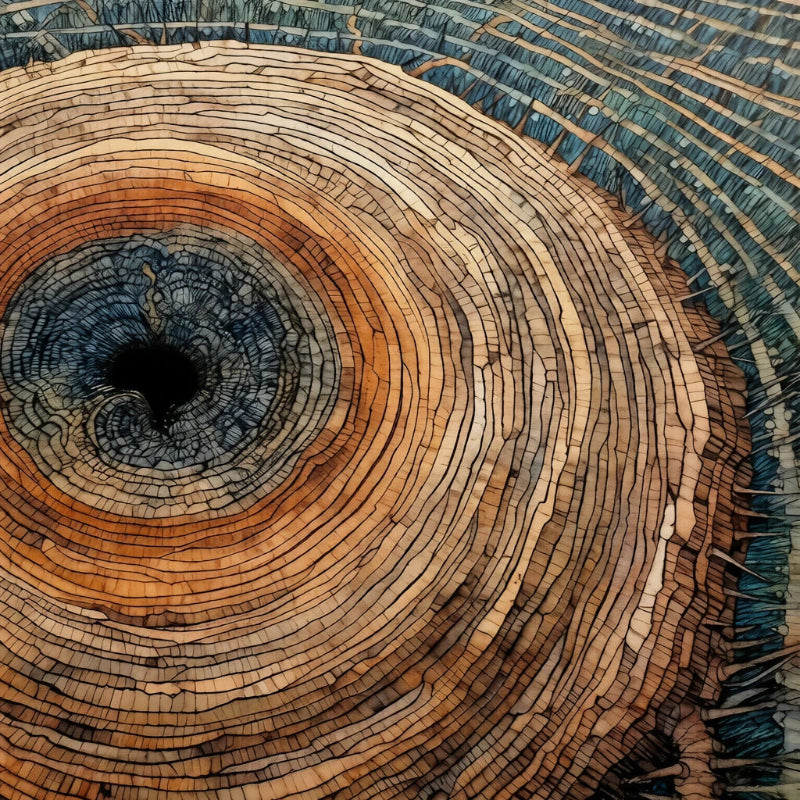 Close-up of a tree stump with concentric rings